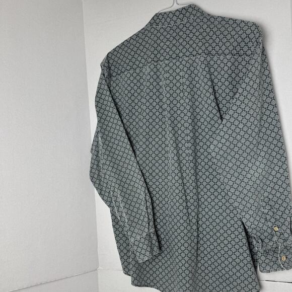 J.Crew VTG Men's M Button Down Cotton Shirt Gray White Geometric Print Hong Kong - Picture 6 of 9